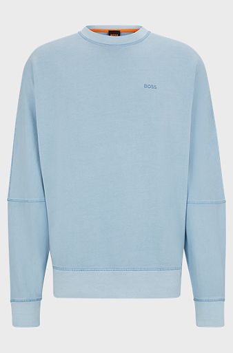 Relaxed-fit sweatshirt in cotton with dropped shoulders, Light Blue