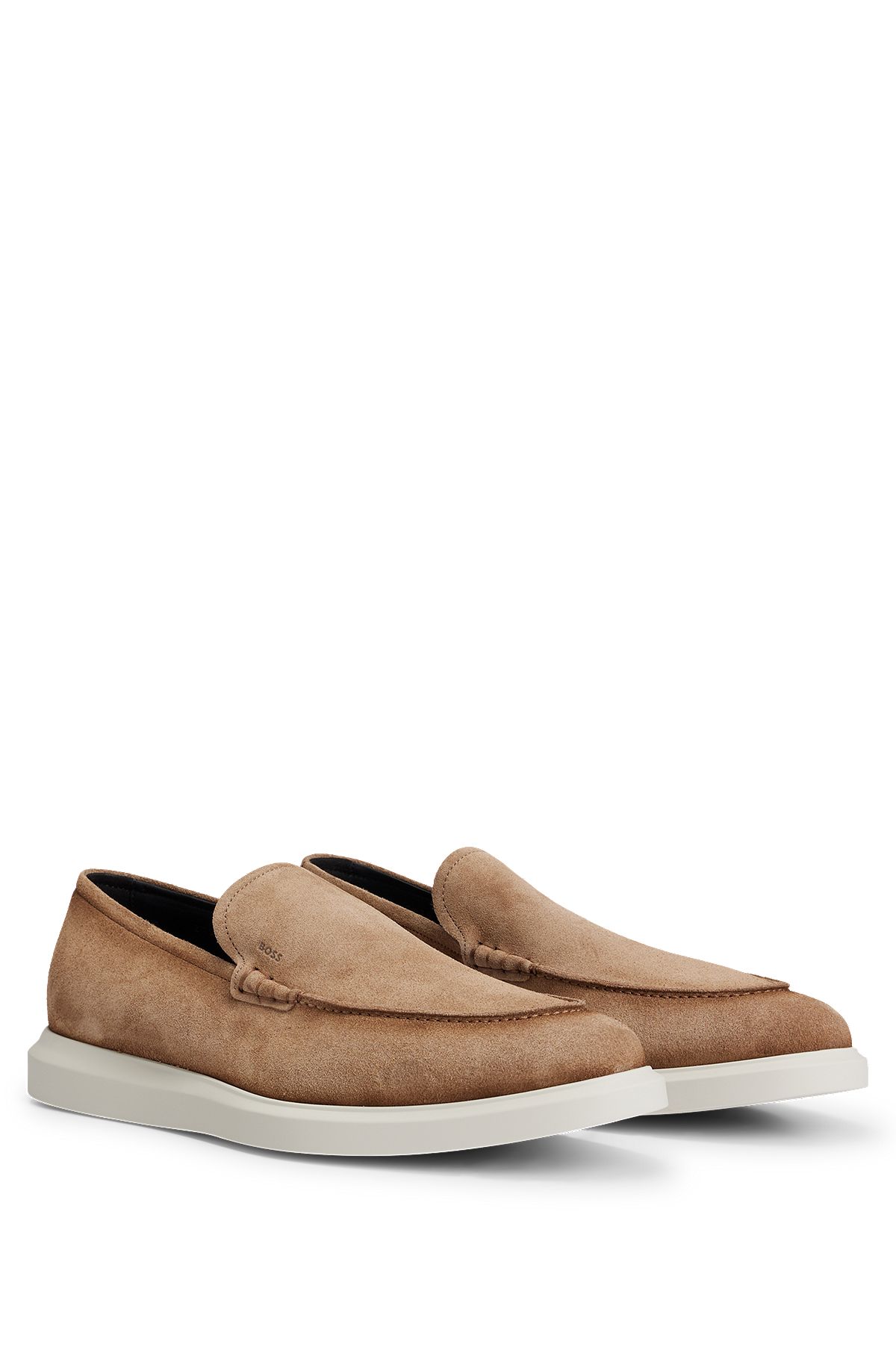 Suede loafers with rubberised outsole, Beige