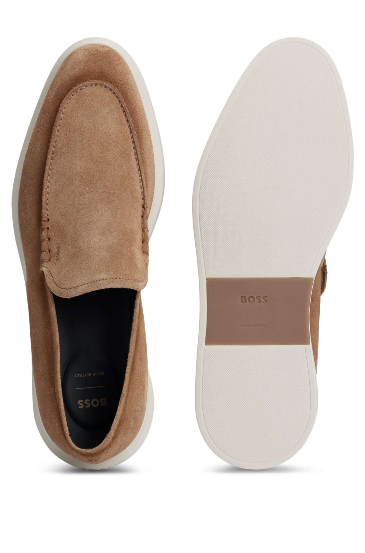Suede loafers with lightweight outsole, Beige