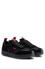 Suede trainers with driver sole, Black