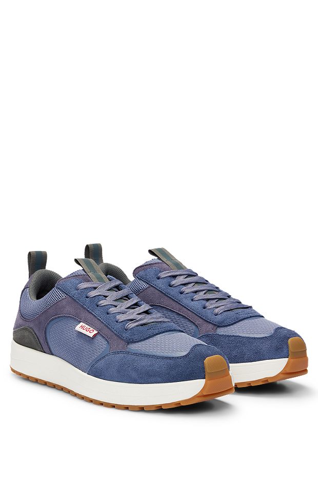 Suede trainers with driver sole, Blue