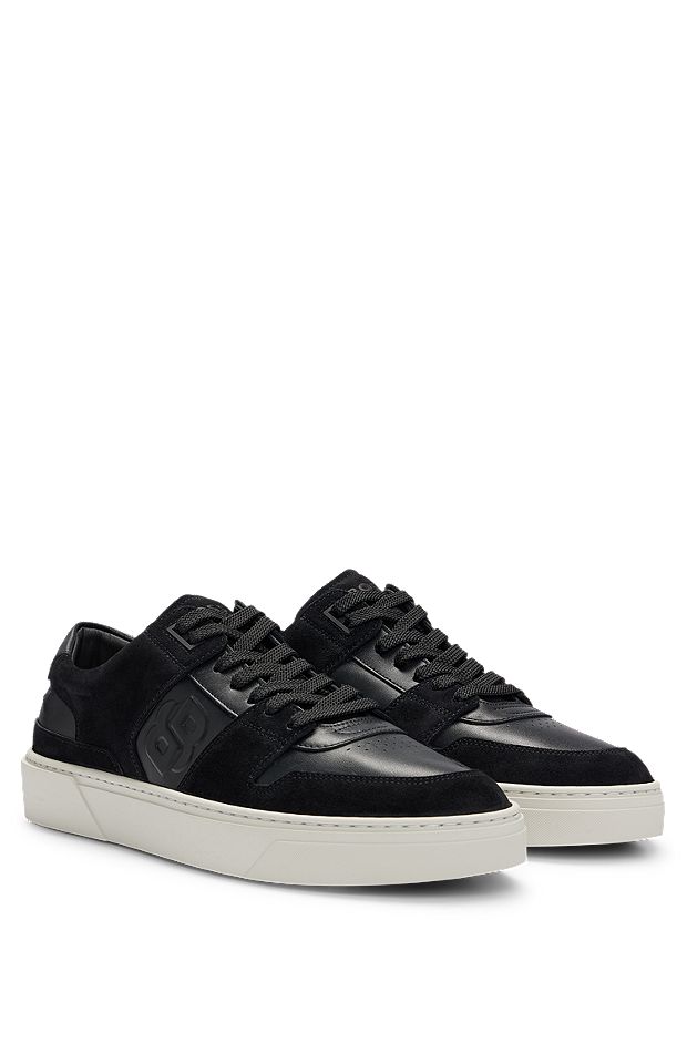 Double-monogram trainers in suede and leather, Black