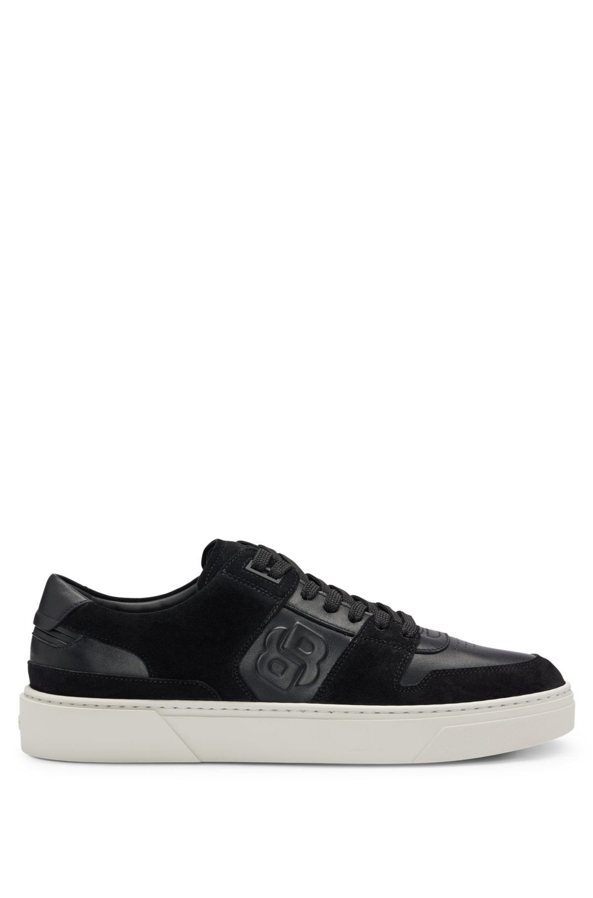 Gary double-monogram trainers in suede and leather, Black