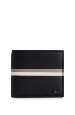 BOSS Fauxleather wallet with signature stripe and polished hardware