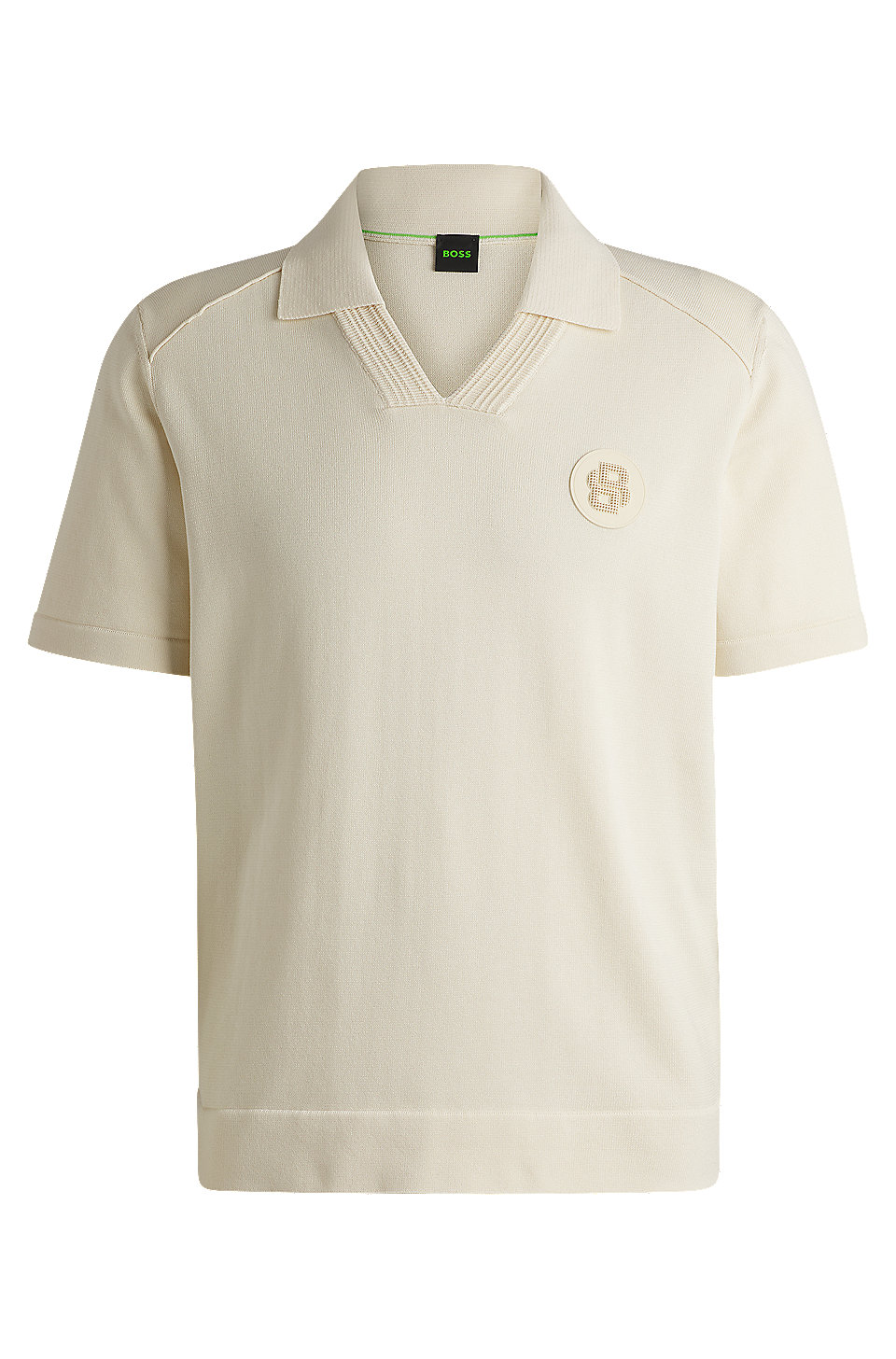BOSS - Johnny-collar polo shirt with double-monogram badge