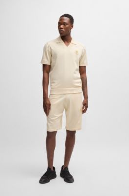 BOSS - Strick-Poloshirt mit Johnny-Kragen und doppeltem Monogramm 
