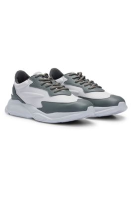 Running-inspired trainers with contrast details, Light Grey