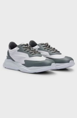 Running-inspired trainers with contrast details, Light Grey