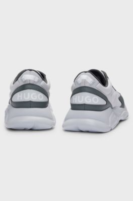 Running-inspired trainers with contrast details, Light Grey