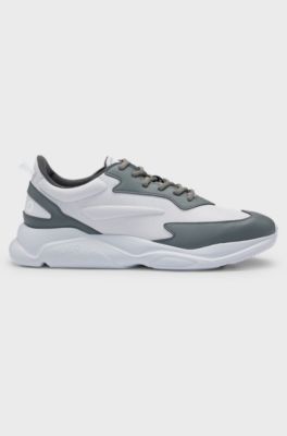 Running-inspired trainers with contrast details, Light Grey