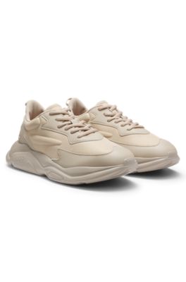 Running-inspired trainers with contrast details, Light Beige
