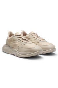 Running-inspired trainers with contrast details, Light Beige