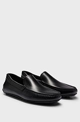 Nappa-leather moccasins with driver sole and full lining, Black