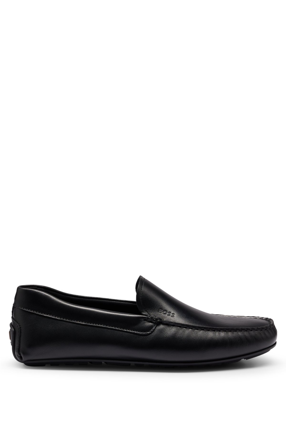 Nappa-leather moccasins with driver sole and full lining, Black