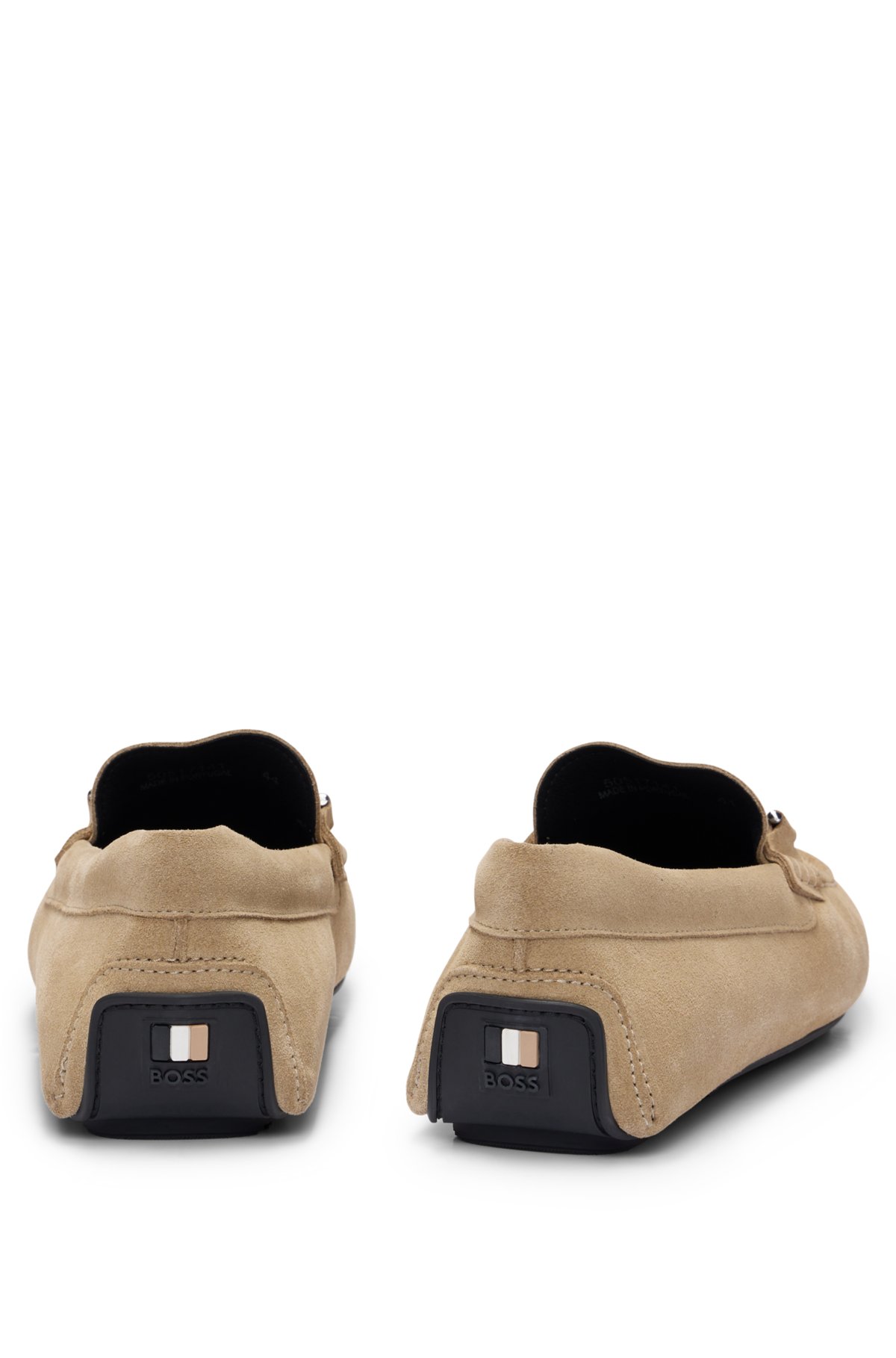 BOSS - Suede moccasins with branded hardware and full lining