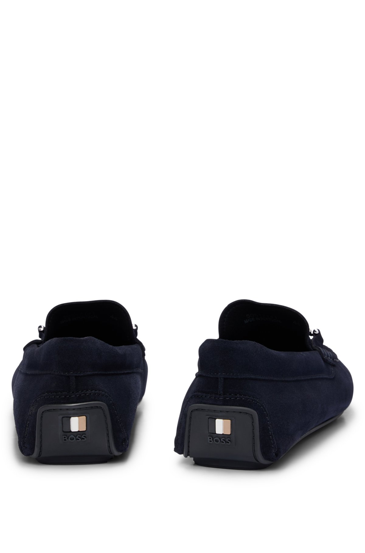 Suede moccasins with branded hardware and full lining, Dark Blue