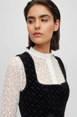 BOSS BOSS x Kinga Mathe Spitzenbluse in CroppedLänge aus BaumwollMix