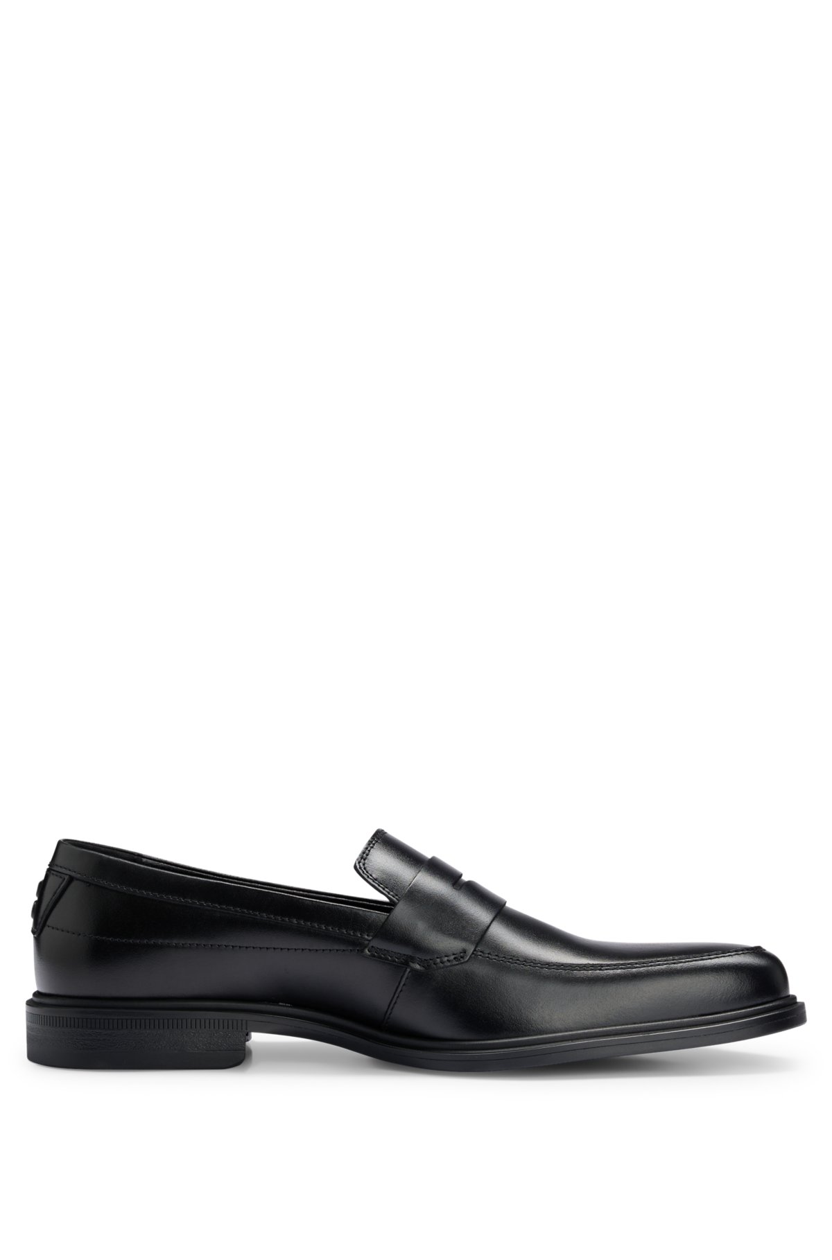 HUGO - Leather loafers with penny trim and rubber sole