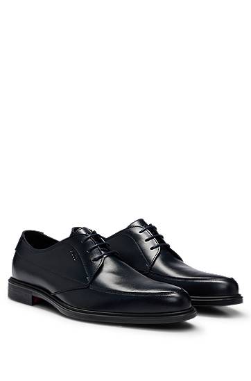 Leather Derby lace-up shoes with embossed branding, Hugo boss