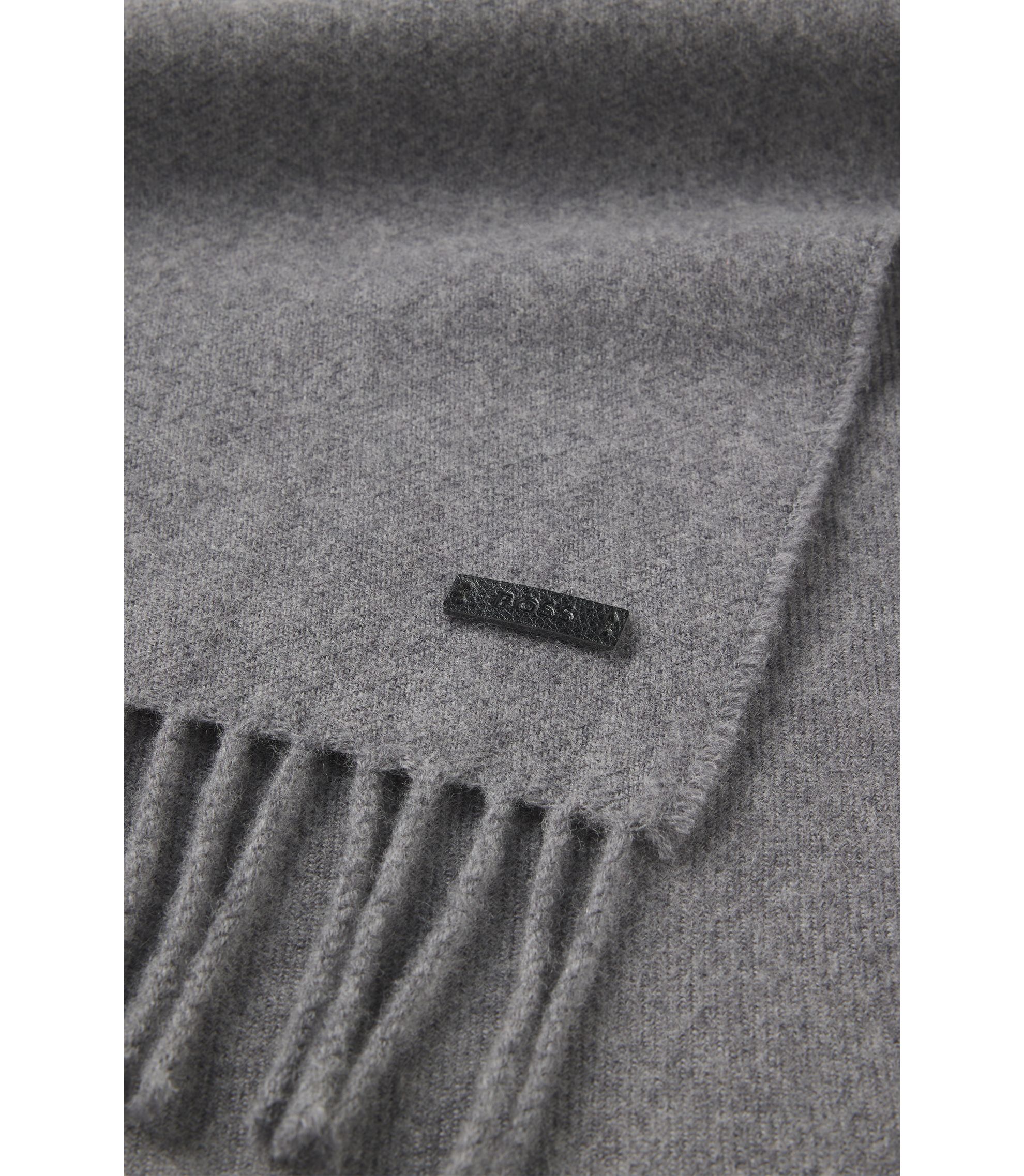 BOSS - イタリア製マフラー ウール ロゴパッチ - ダークグレー