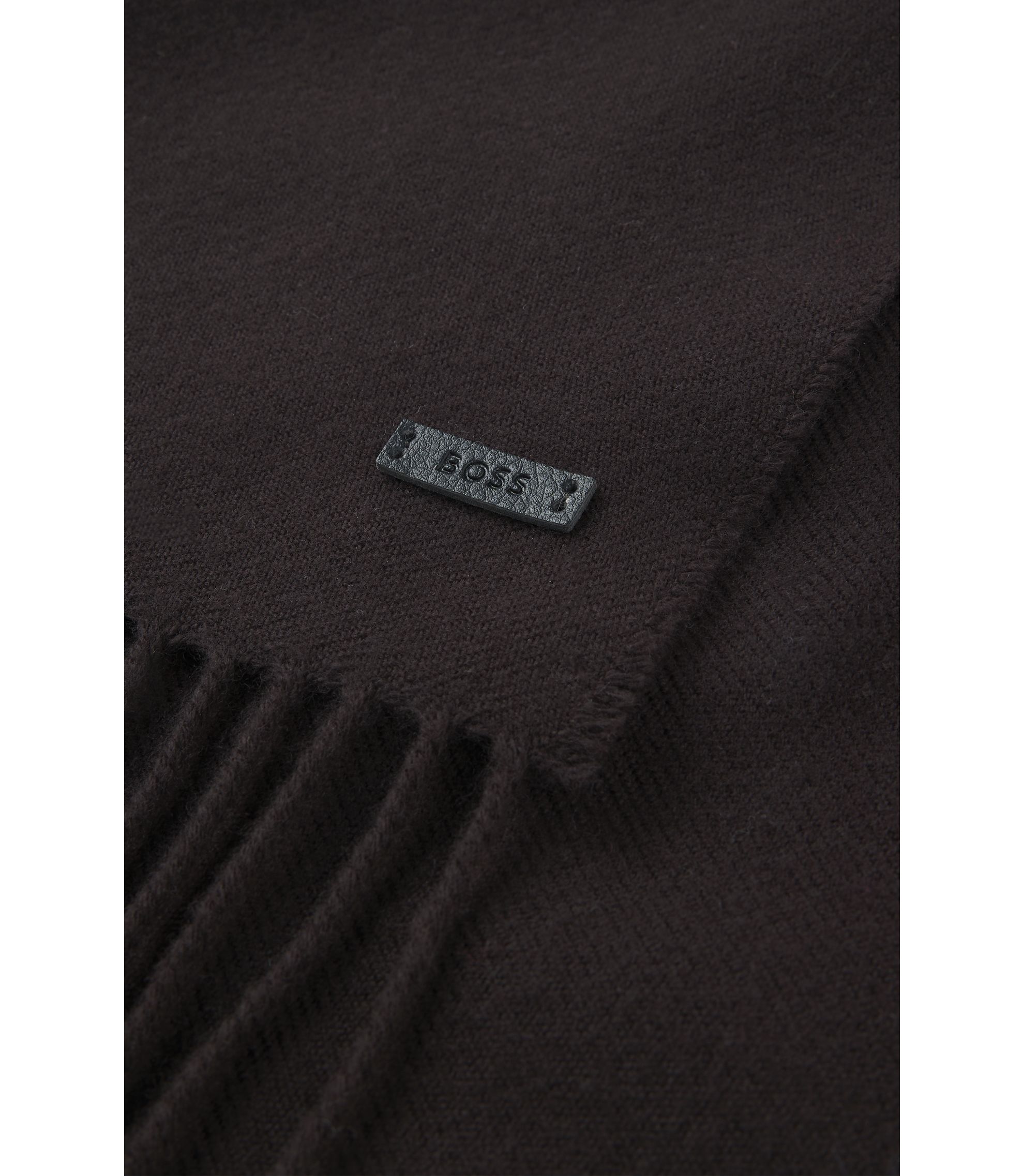 BOSS - イタリア製マフラー ウール ロゴパッチ - ダークブラウン