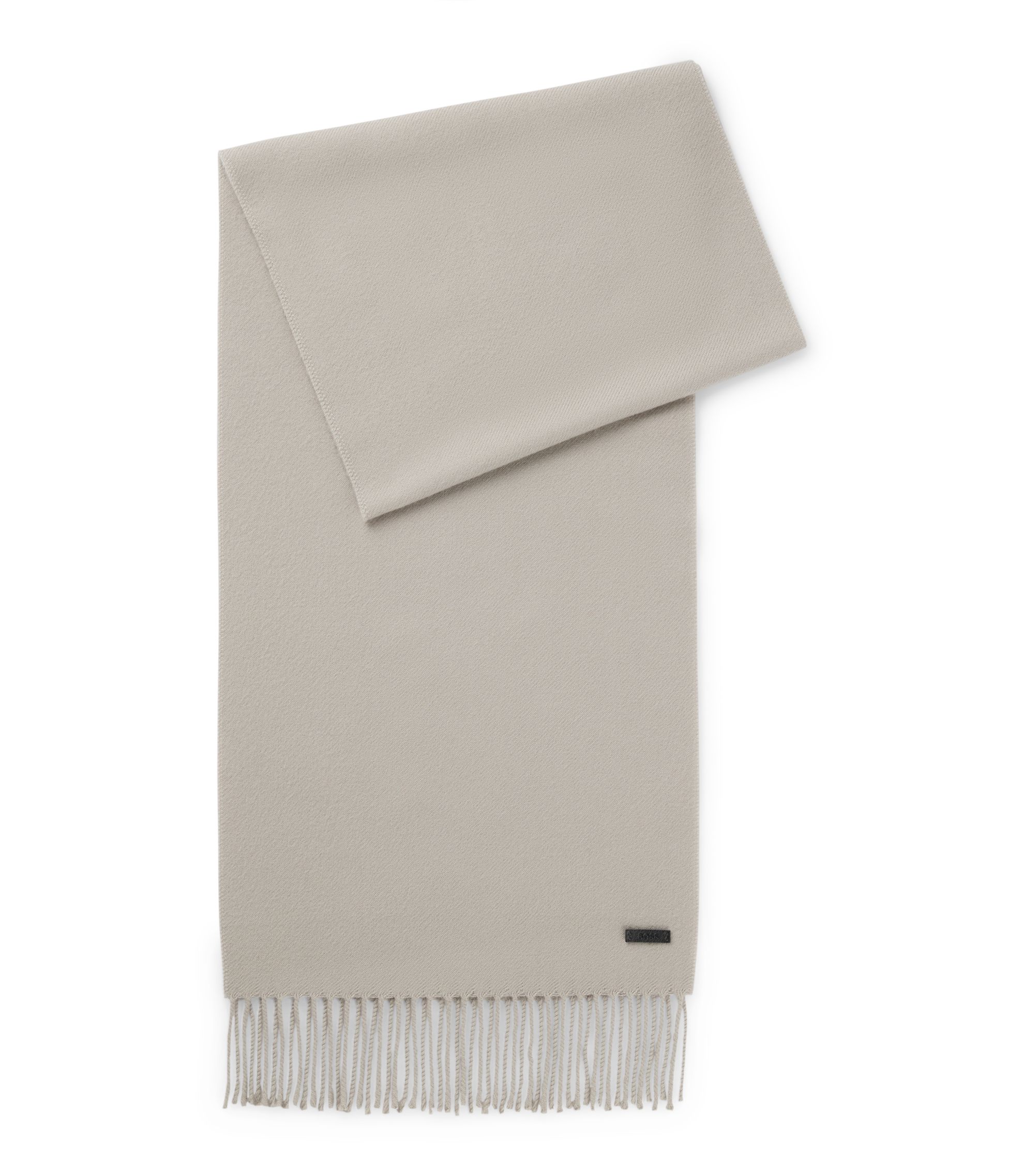 BOSS - イタリア製マフラー ウール ロゴパッチ - ライトブラウン