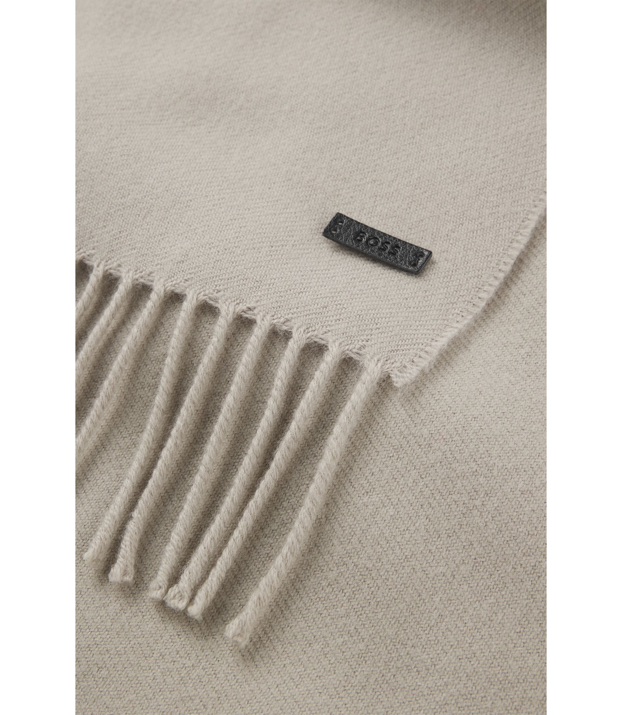 BOSS - イタリア製マフラー ウール ロゴパッチ - ライトブラウン