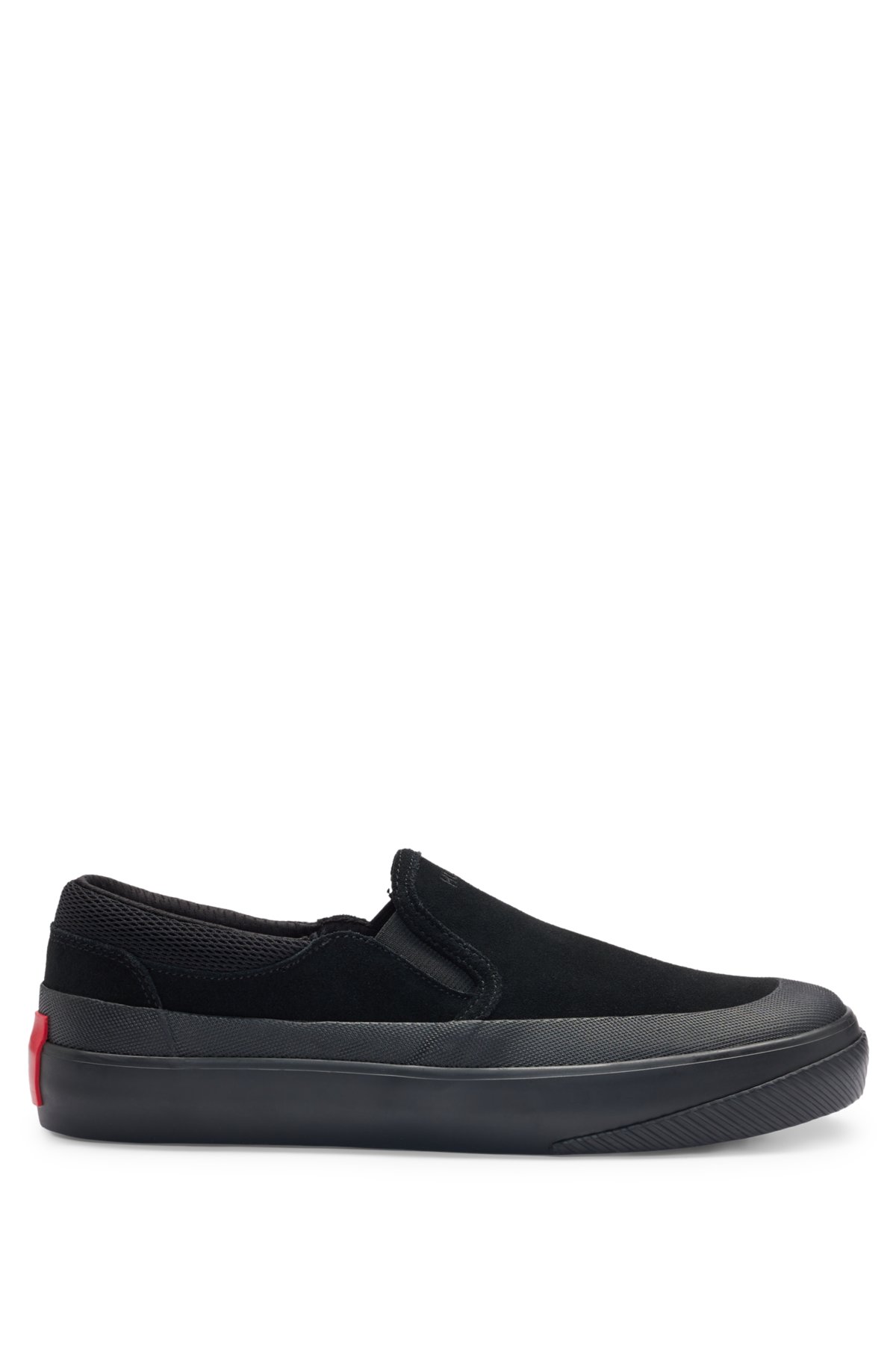 Suede slip-on shoes with signature slogan, Black