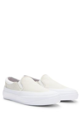 HUGO - Suede slip-on shoes with signature slogan