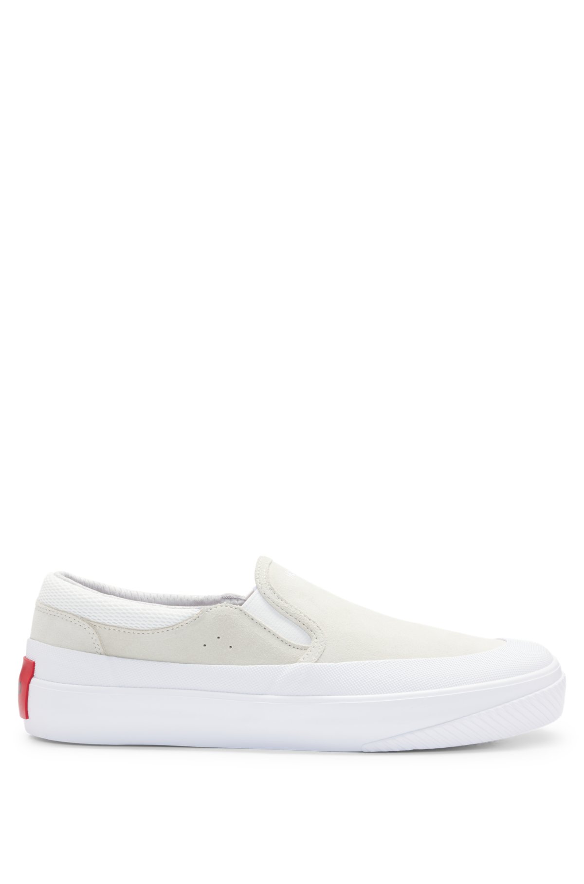 Suede slip-on shoes with signature slogan, White