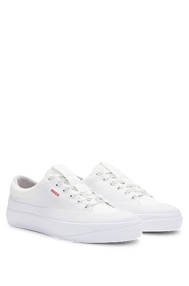 Low-top trainers with branded laces, White