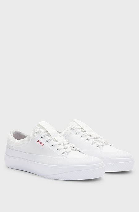 Low-top trainers with branded laces, White