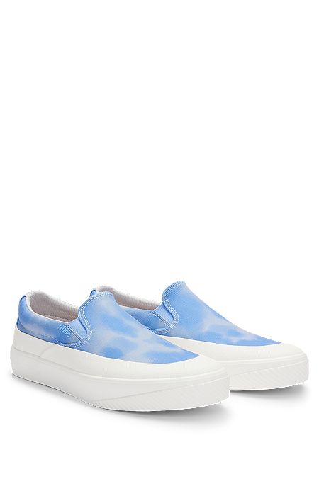 Slip-on shoes with printed uppers, Light Blue