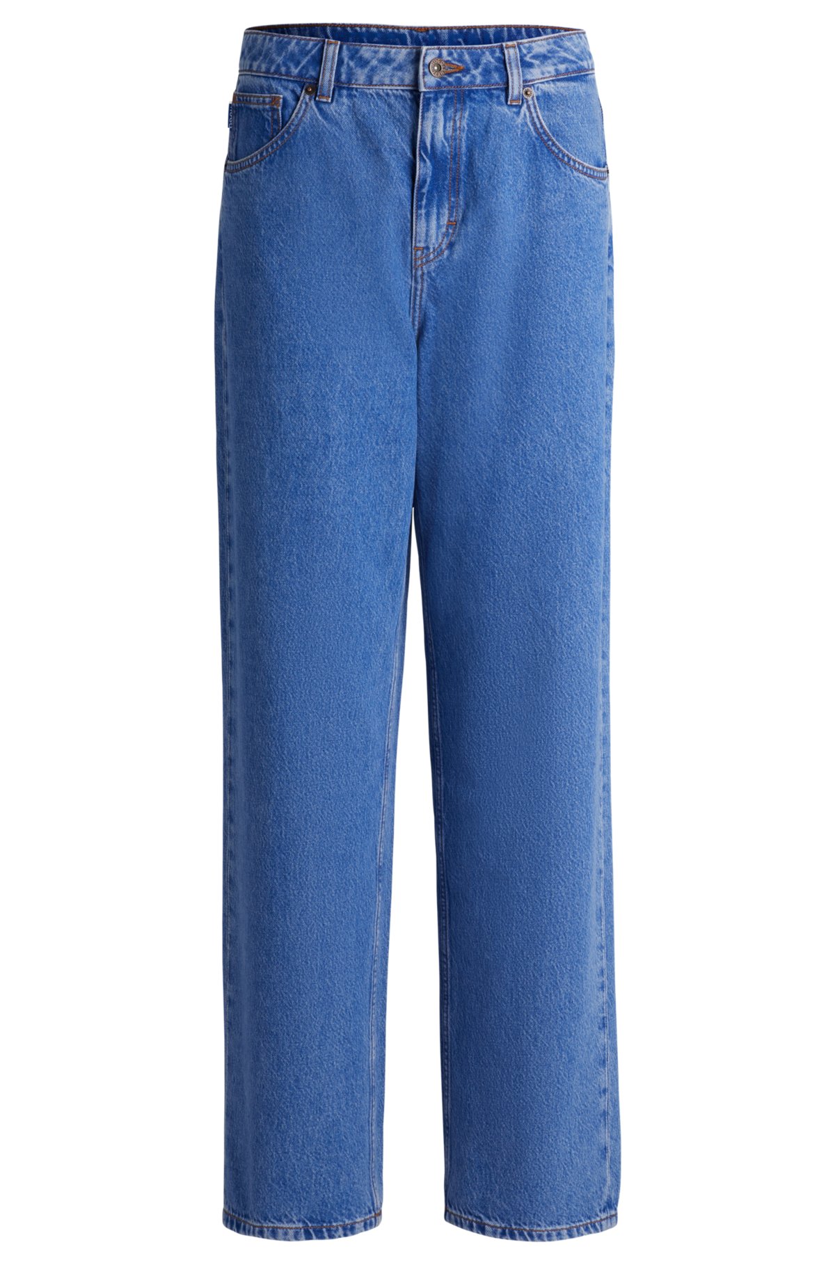 Relaxed-fit jeans in blue stonewashed denim, Blue
