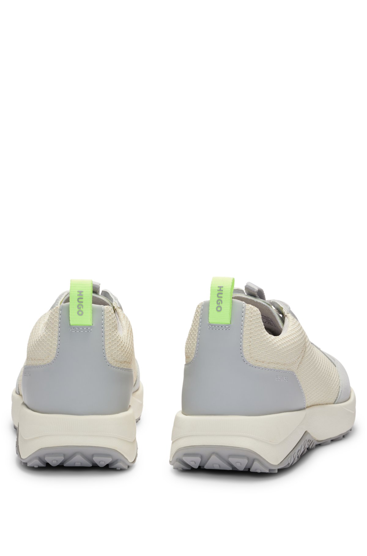 Mixed-material trainers with honeycomb mesh, Light Grey
