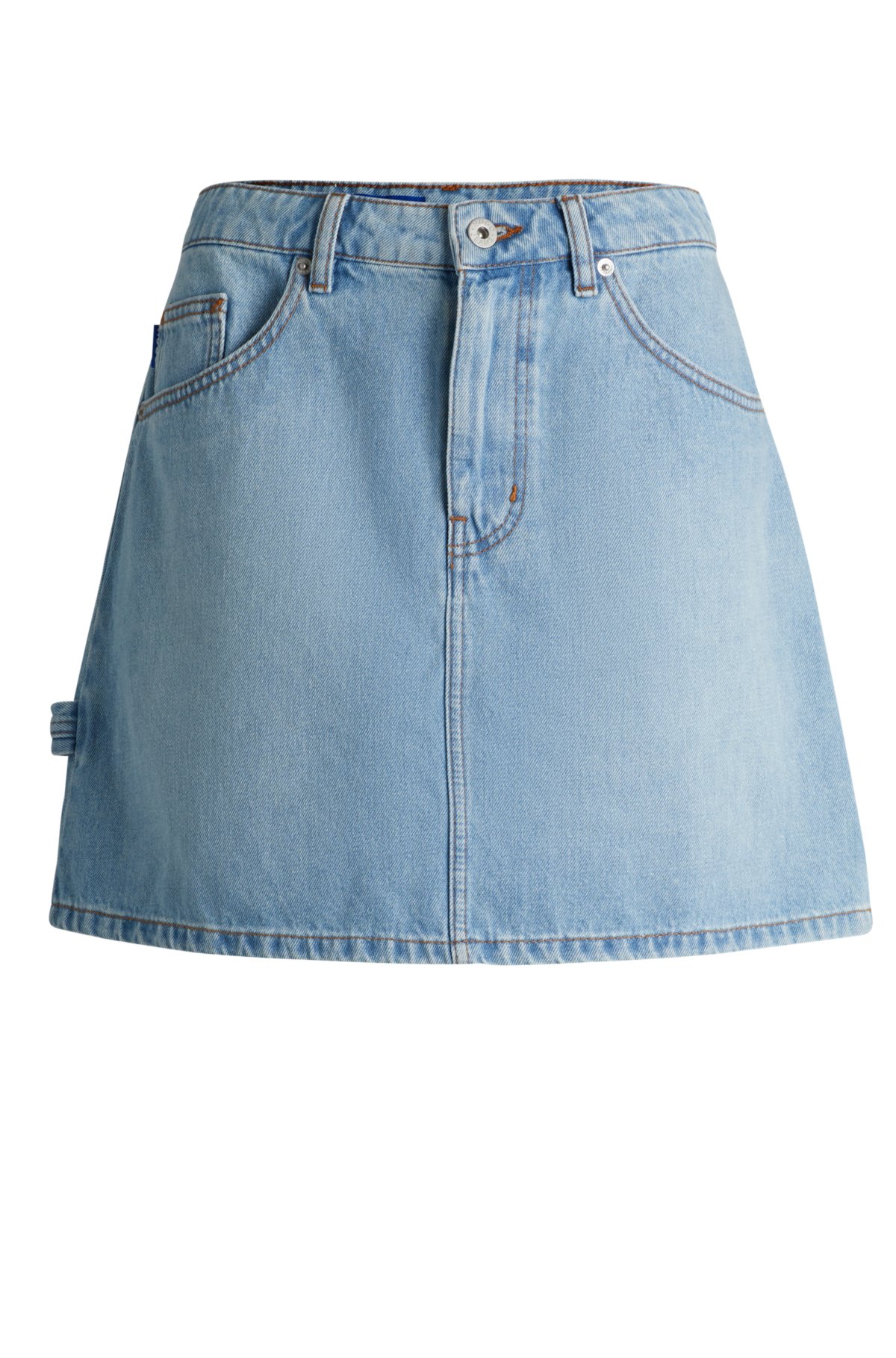 Blue mini skirt in rigid denim, Light Blue