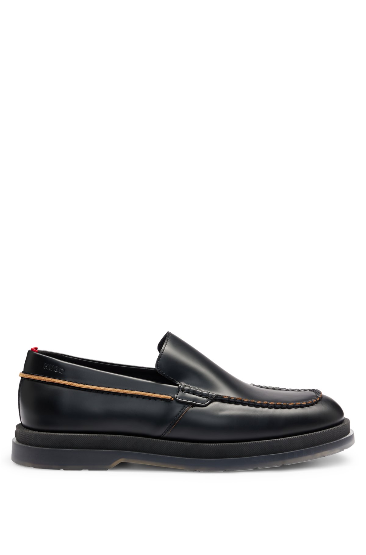 Leather loafers with translucent rubber sole, Black