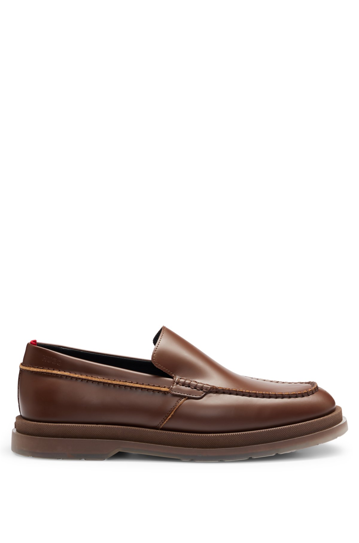 Leather loafers with translucent rubber sole, Brown