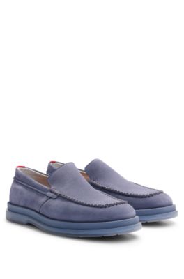 hugo boss blue suede loafers