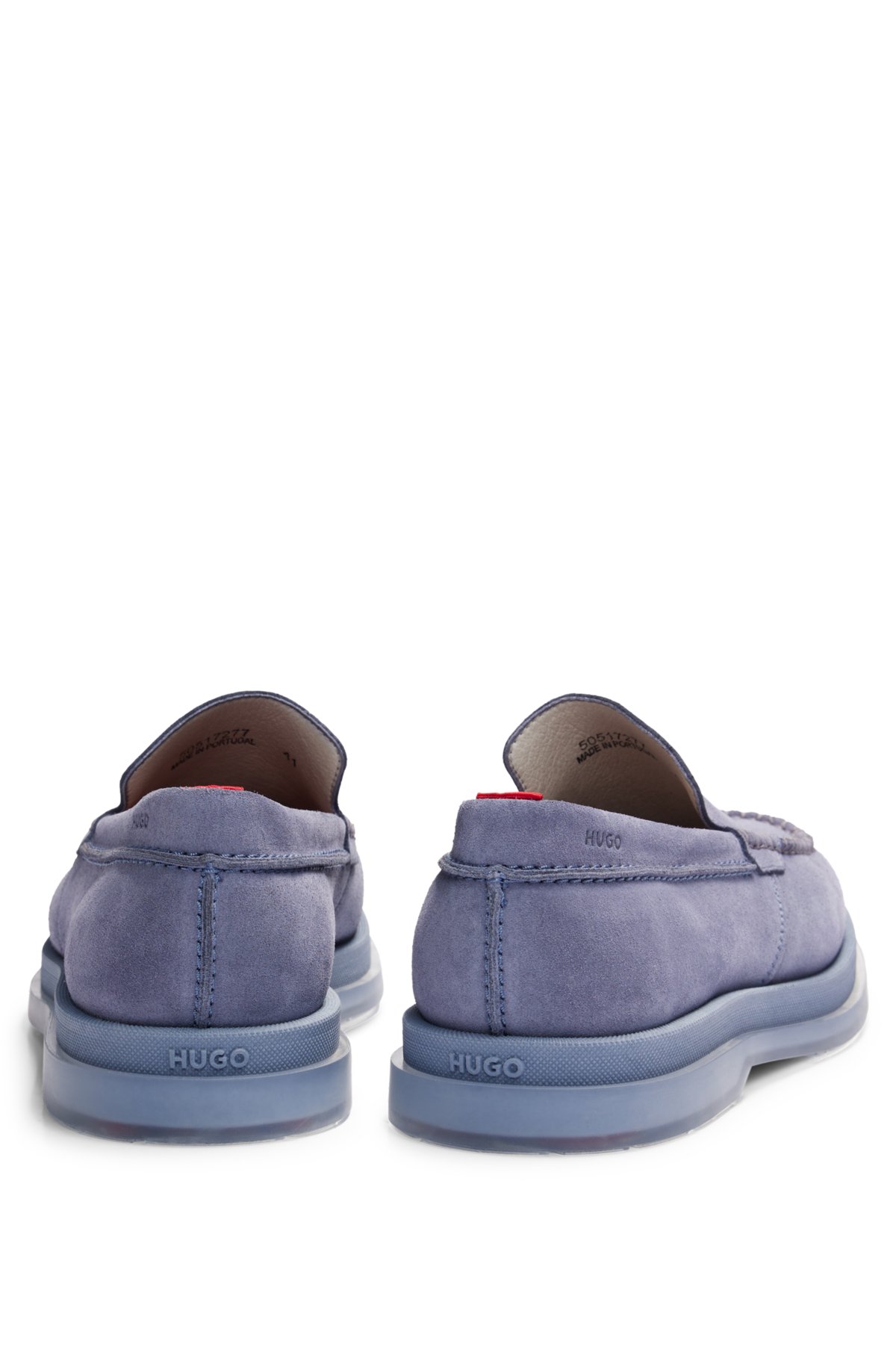 Suede loafers with translucent rubber sole, Light Blue