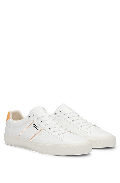 Cupsole lace-up trainers with contrast logo, White