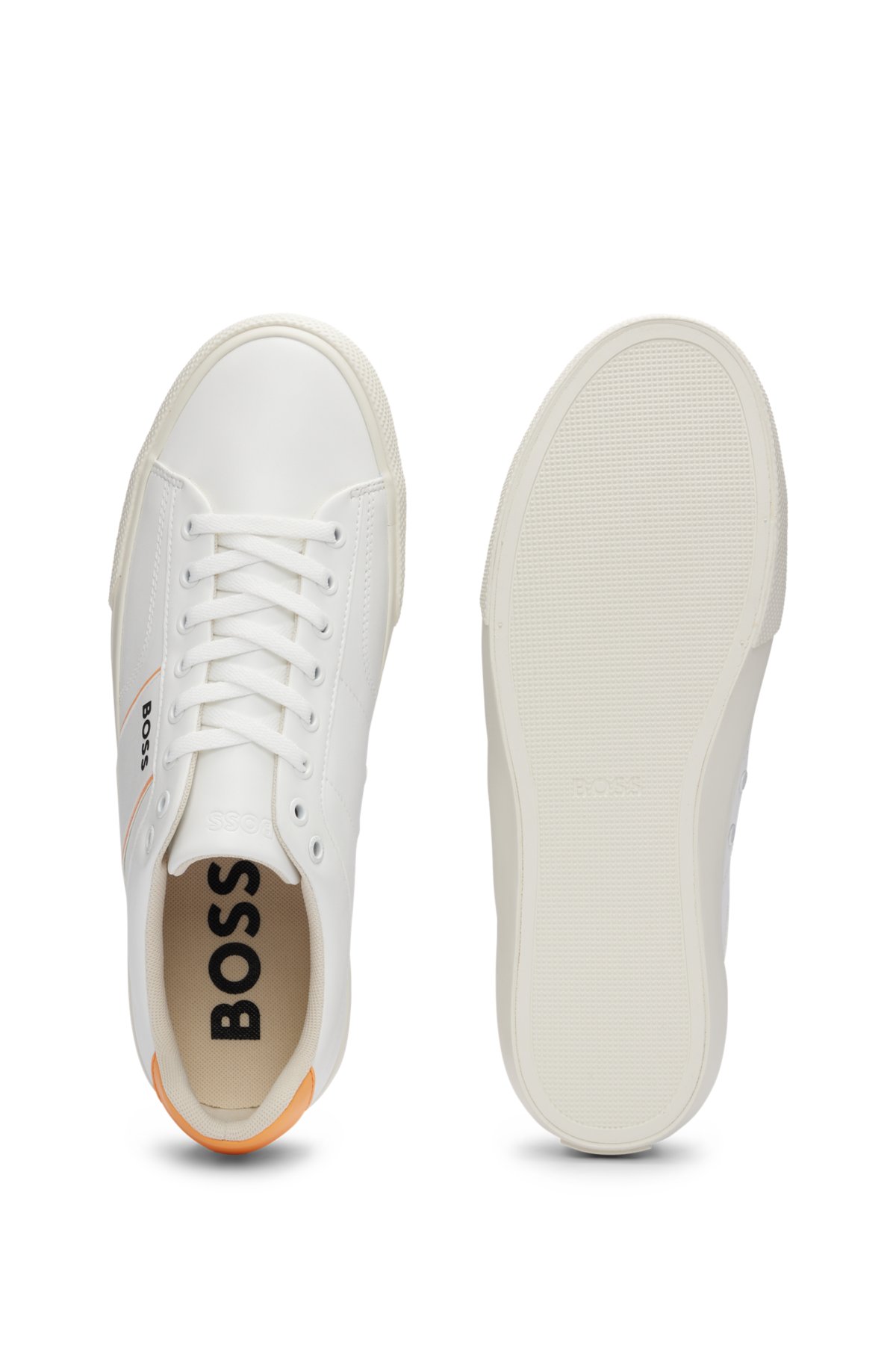 Cupsole lace-up trainers with contrast logo, White