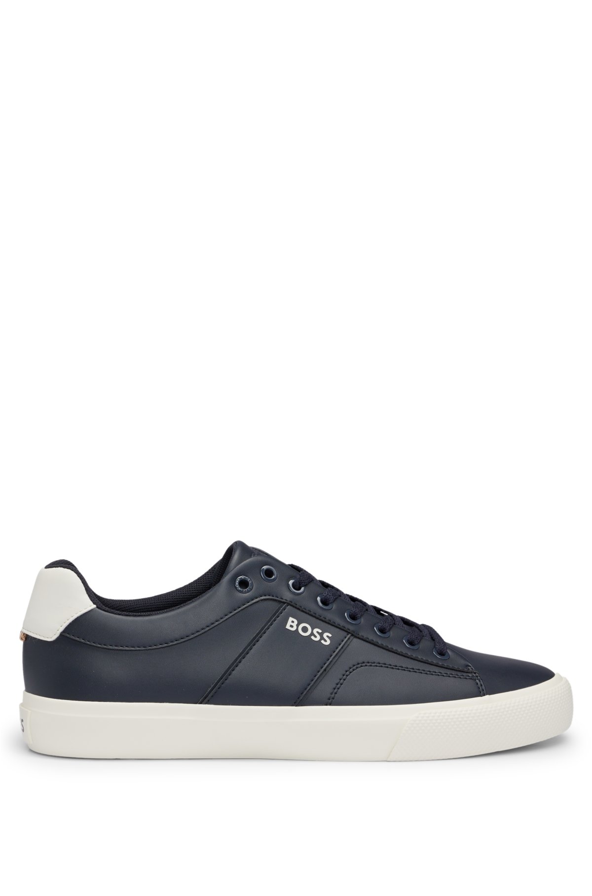 Cupsole lace-up trainers with contrast logo, Dark Blue