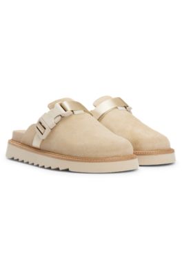 HUGO - Suede slip-on shoes with buckled strap - Light Beige