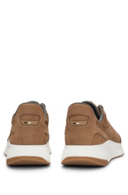 BOSS - TTNM EVO Sneakers aus Leder mit Schnürung und Mesh-Details 