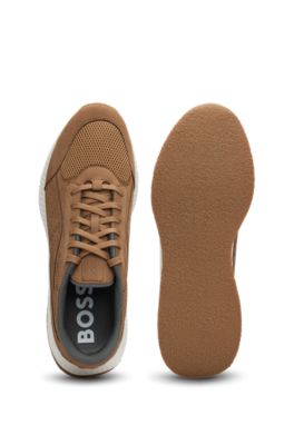 BOSS - TTNM EVO Sneakers aus Leder mit Schnürung und Mesh-Details