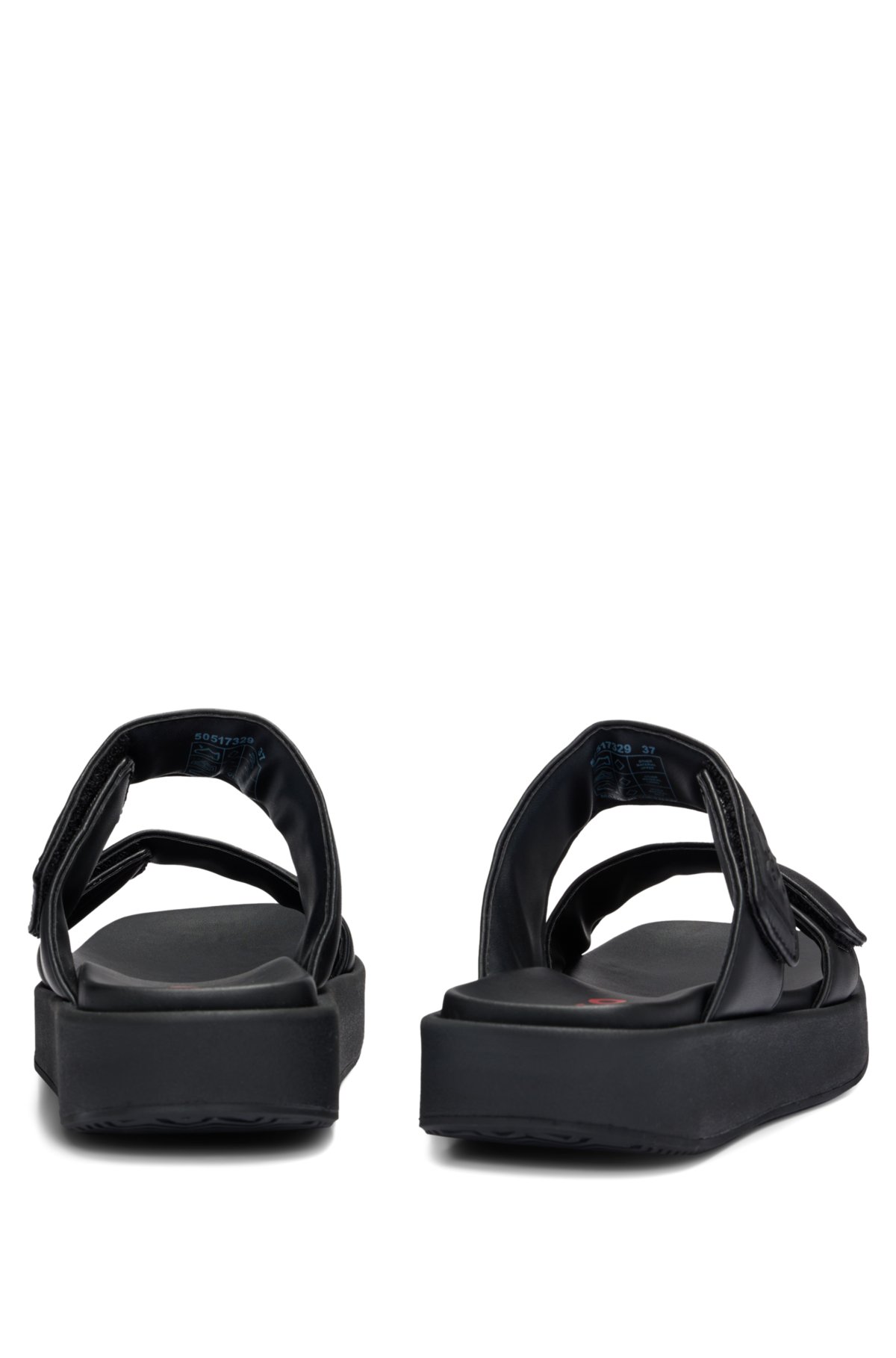 Faux-leather slip-on sandals with padded straps, Black