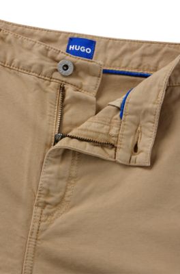 Wide-leg oversized-fit trousers in cotton canvas, Beige