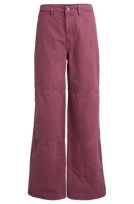 ストレートフィットパンツ コットンキャンバス, ピンク