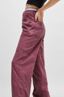 ストレートフィットパンツ コットンキャンバス, ピンク